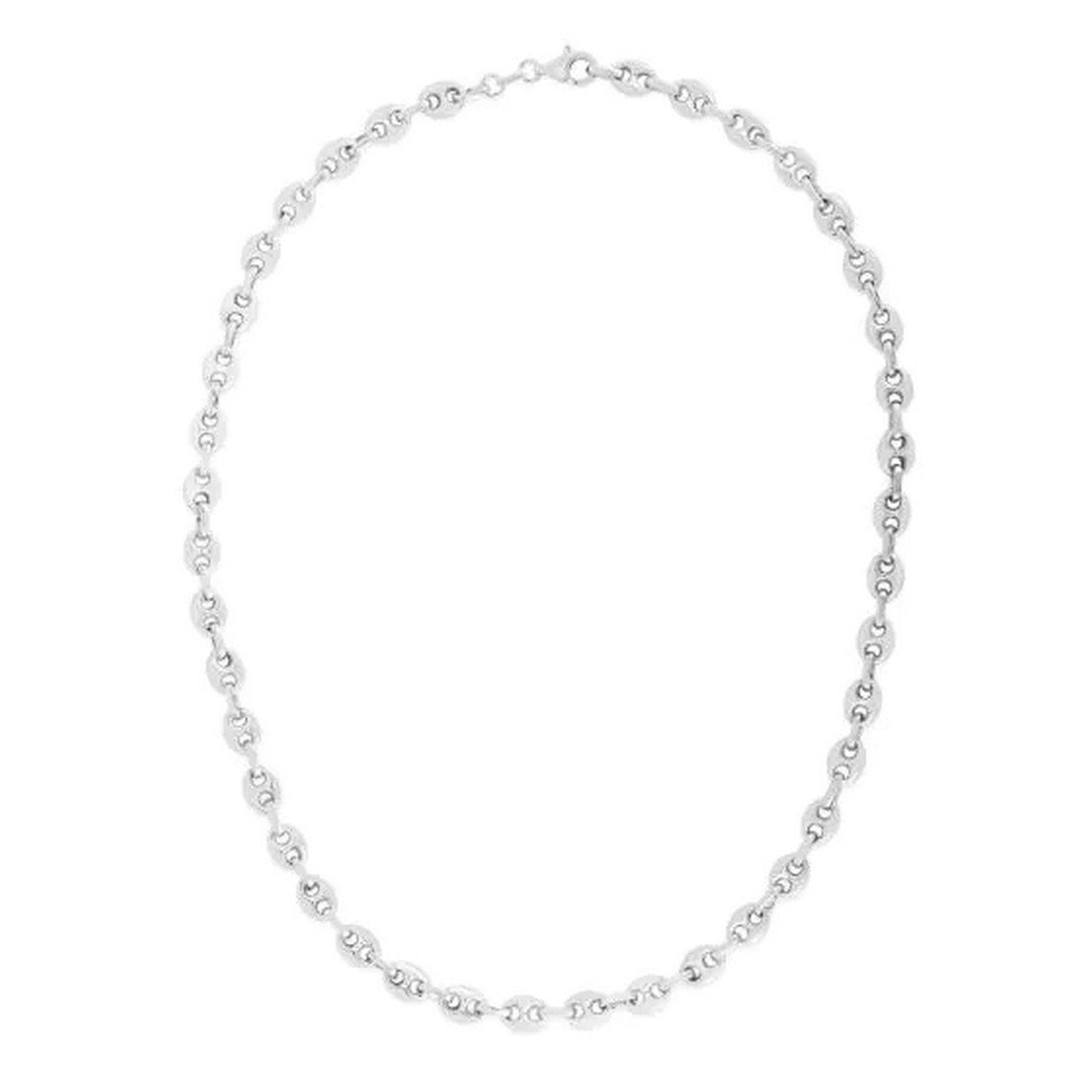 Sterling Silver Rhodium Plated Lite Puffed Mariner Chain (6.40 mm)