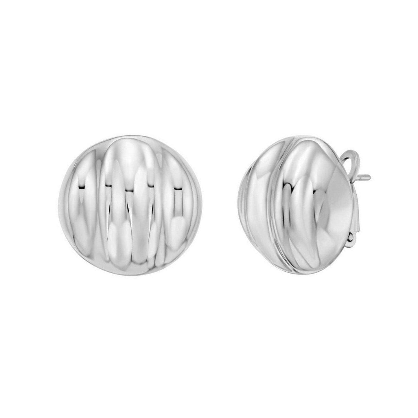 Sterling Silver Sculpted Domed Disc Stud Earrings