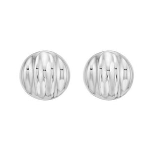 Sterling Silver Sculpted Domed Disc Stud Earrings