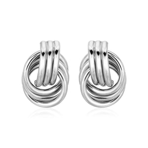 Polished Love Knot Earrings with Interlocking Rings in Sterling Silver(15mm)