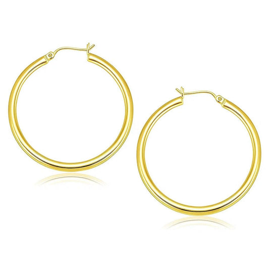 10k Yellow Gold Polished Hoop Earrings (3x40mm)