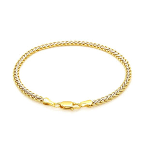 Two-Toned Fine Wheat Chain Bracelet in 10k Yellow and White Gold (3.00 mm)