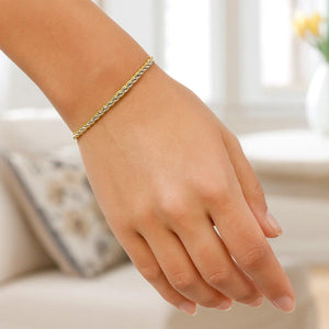 Two-Toned Fine Wheat Chain Bracelet in 10k Yellow and White Gold (3.00 mm)