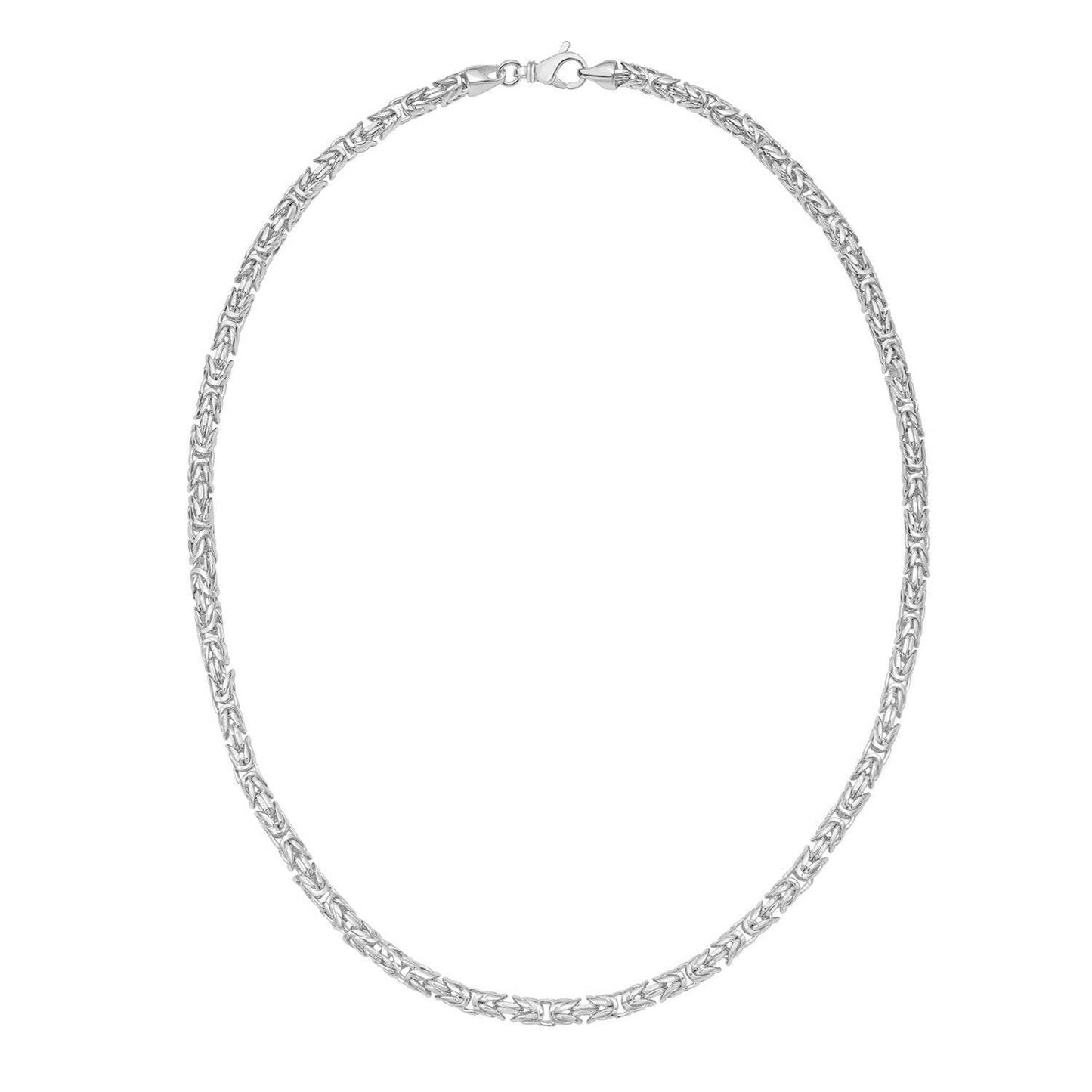 Sterling Silver Rhodium Plated Solid Round Byzantine Chain (4.60 mm)