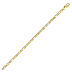 14K Tri Color Gold Pave Valentino Chain (3.00 mm)