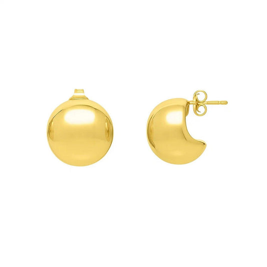 Puffed Up Button Stud Earrings in 14K Yellow Gold