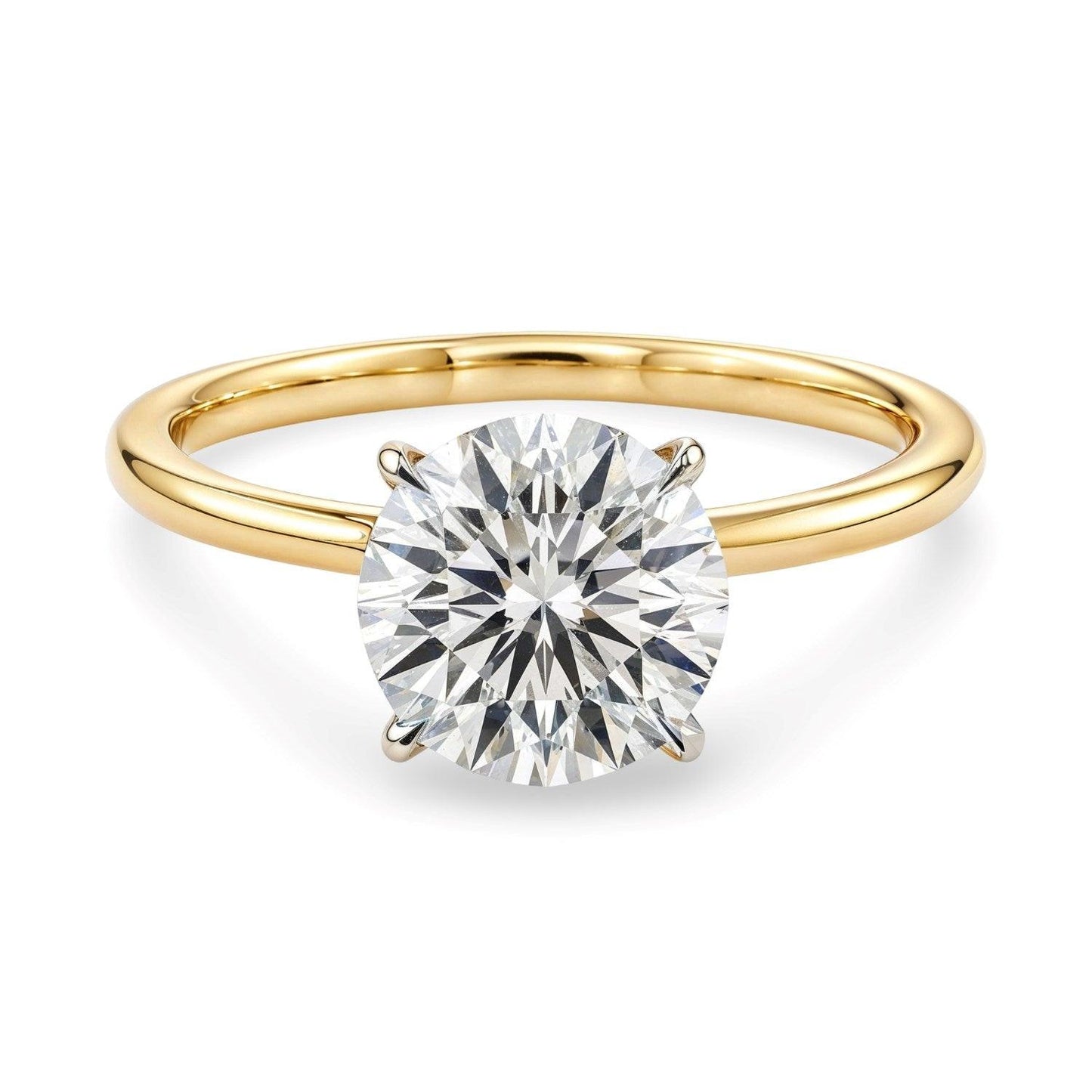 2 Carat Round Lab Grown IGI G/VS1 Diamond Solitaire Ring in 14K Yellow Gold