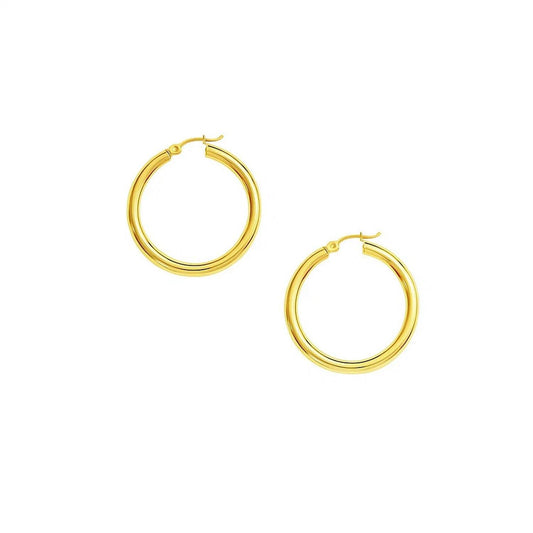 10k Yellow Gold Polished Hoop Earrings (3x30mm)