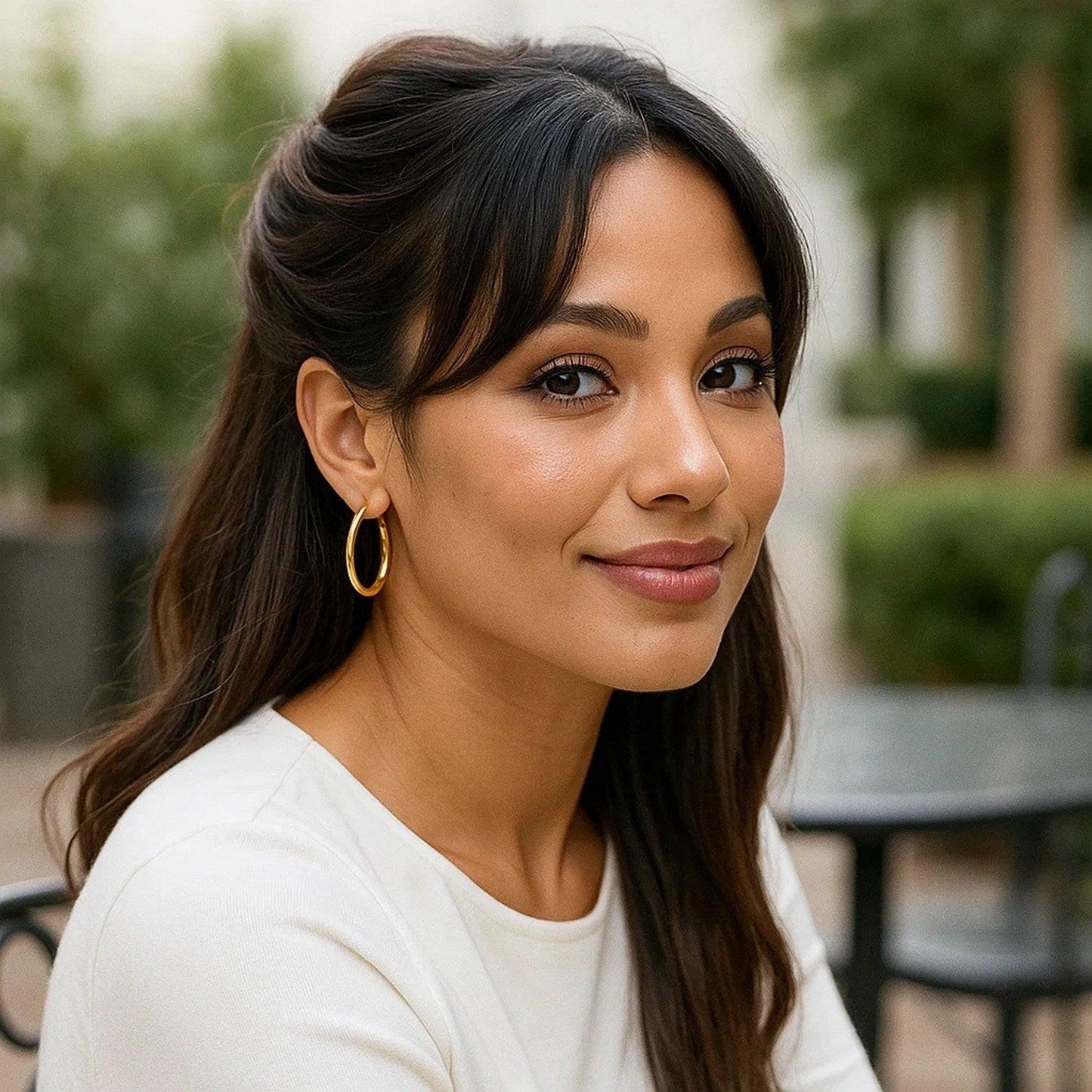 10k Yellow Gold Polished Hoop Earrings (3x30mm)