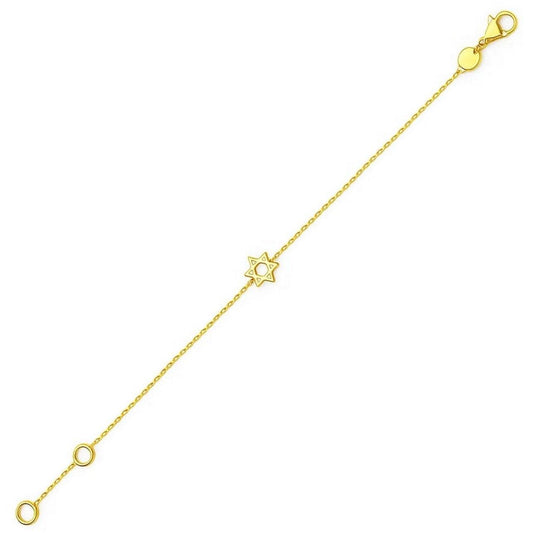 14k Yellow Gold Star of David Bracelet