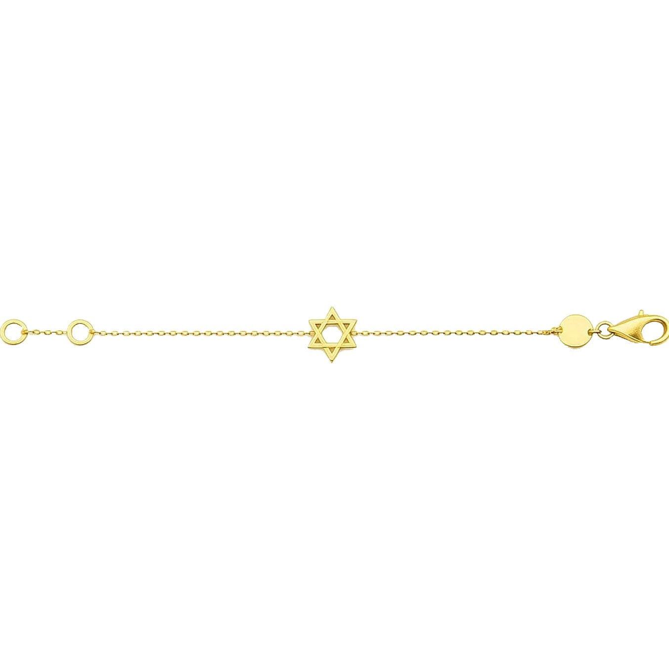 14k Yellow Gold Star of David Bracelet