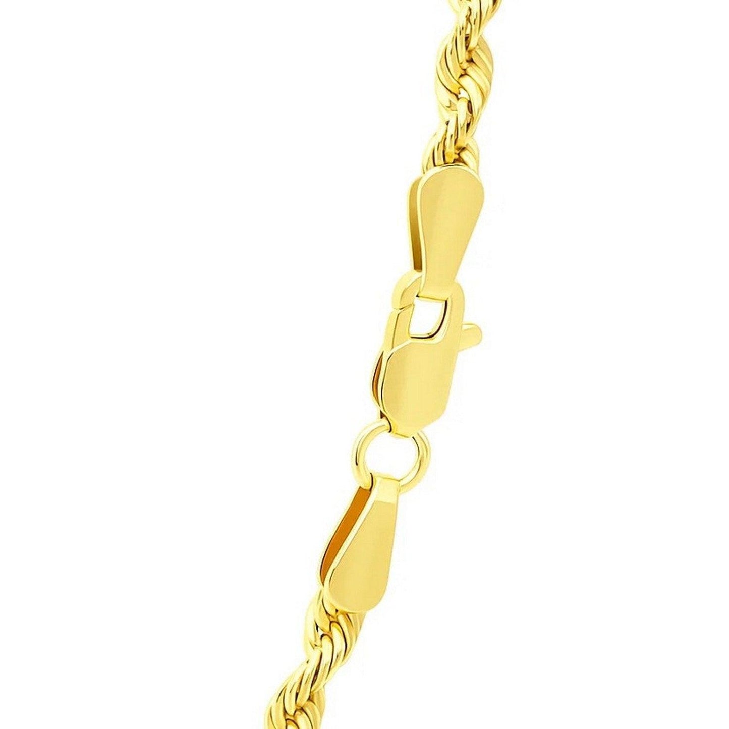 14K Yellow Gold Hollow Diamond Cut Rope Chain (3.2 mm)
