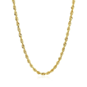 14K Yellow Gold Hollow Diamond Cut Rope Chain (3.2 mm)