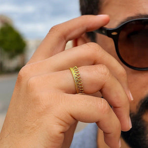 14k Yellow Gold Crown Motif Ring