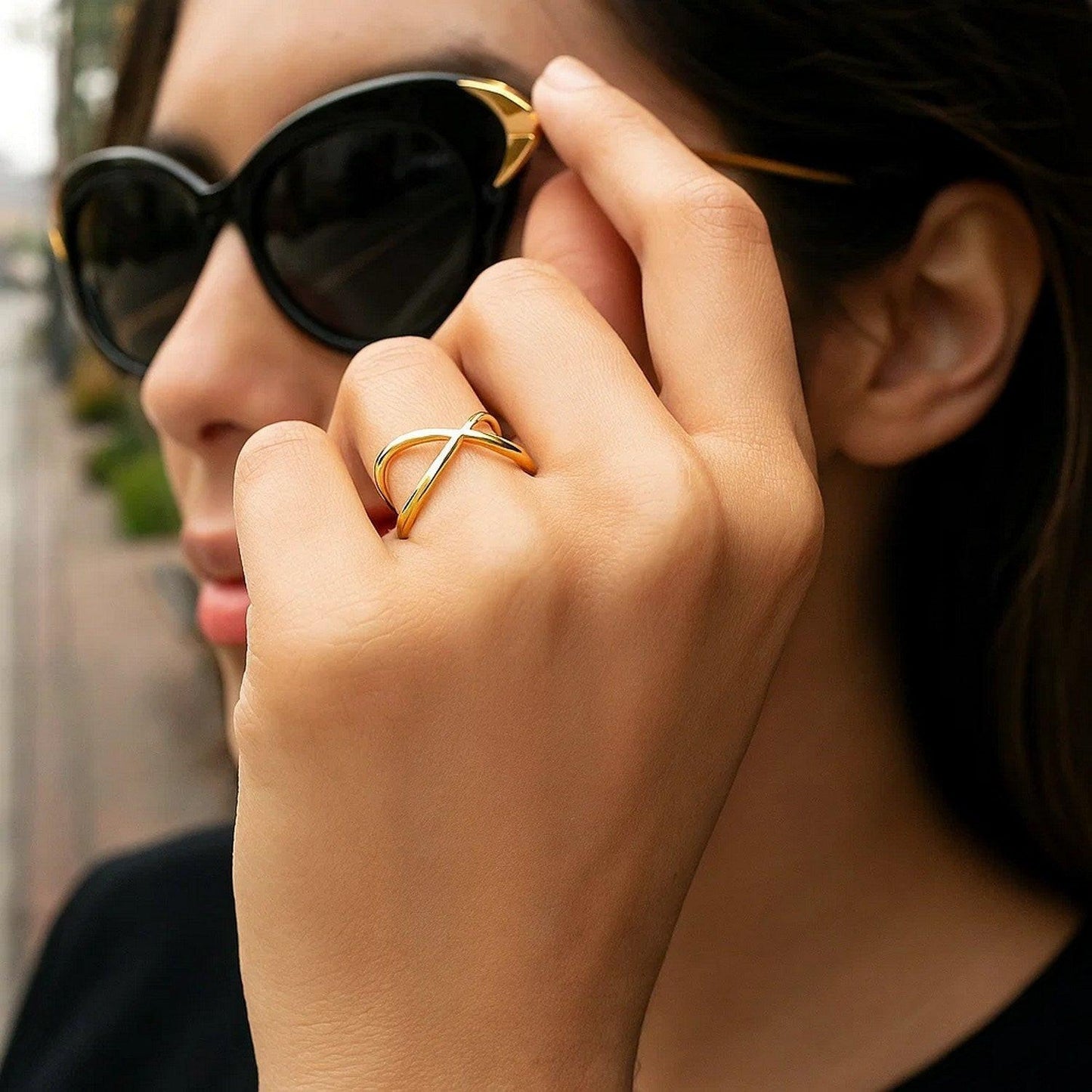 14k Yellow Gold Polished X Profile Ring