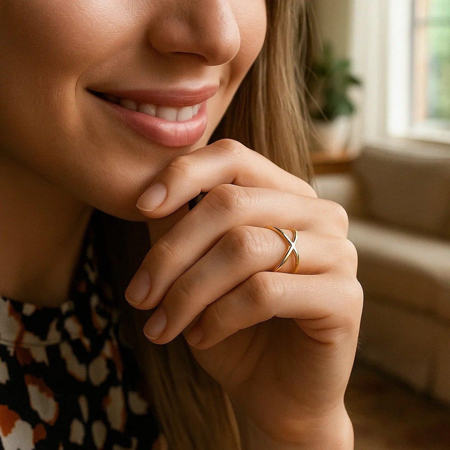 14k Yellow Gold Polished X Profile Ring