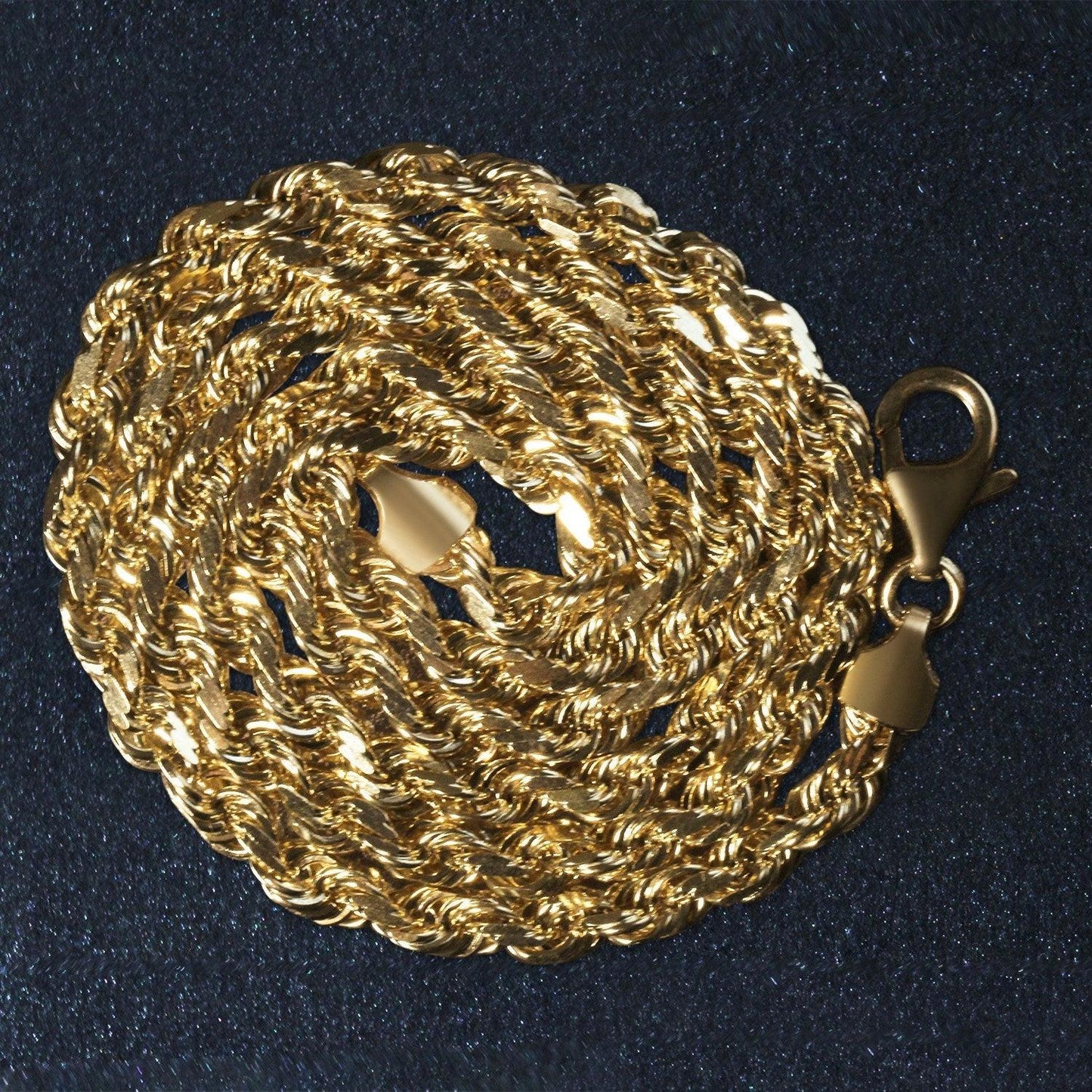 5.40 mm 14k Yellow Gold Solid Diamond Cut Rope Chain