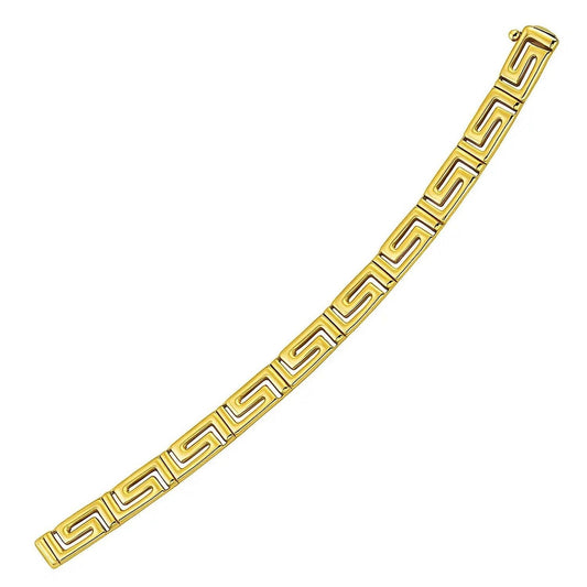 14k Yellow Gold Fancy Greek Key Motif Bracelet (6.35 mm)