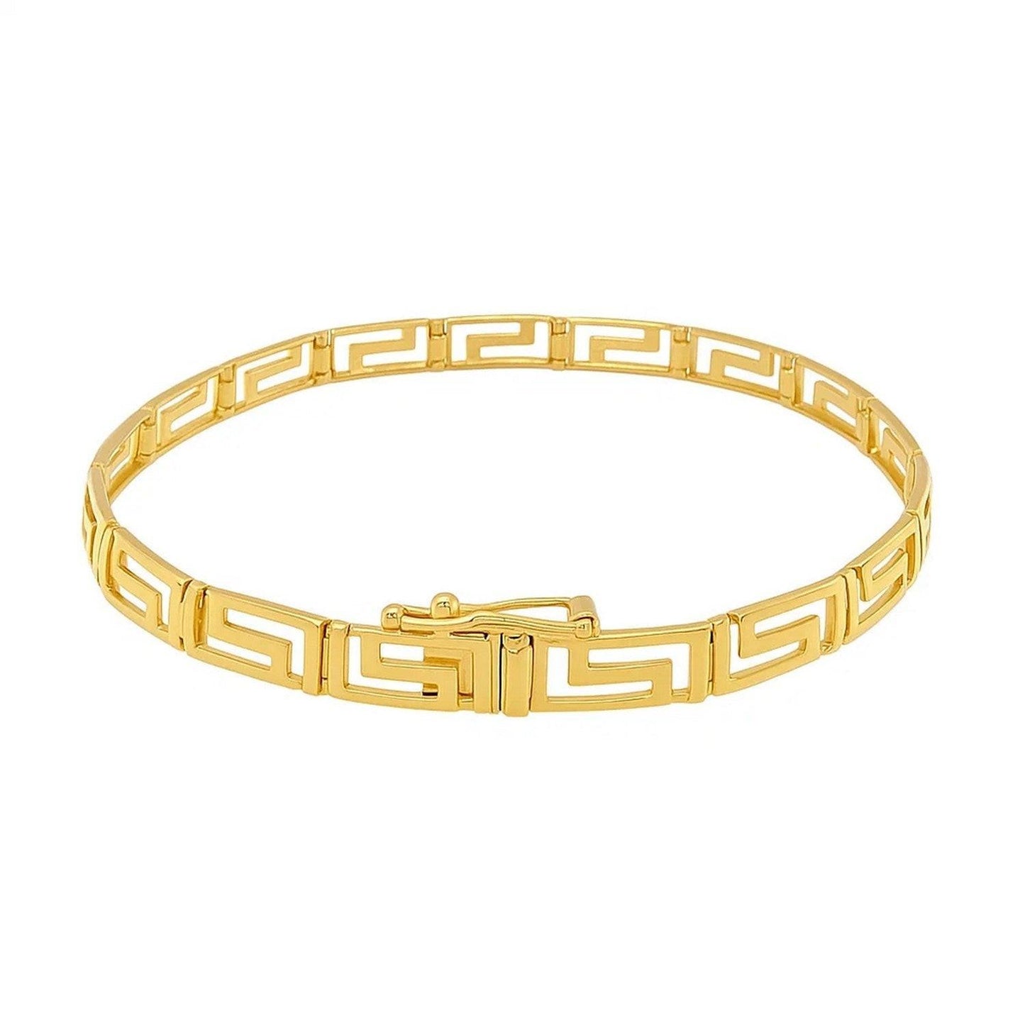 14k Yellow Gold Fancy Greek Key Motif Bracelet (6.35 mm)