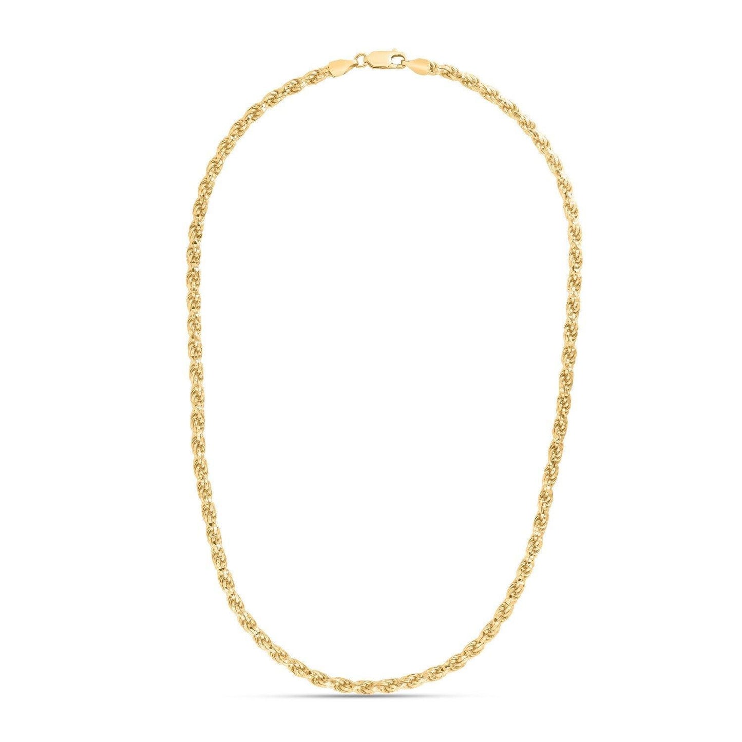 Sterling Silver Yellow Gold Plated Diamond Cut Royal Rope Chain (4.40 mm)