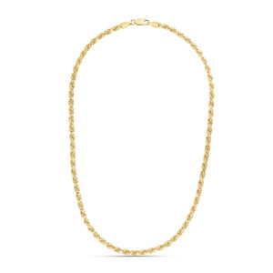 Sterling Silver Yellow Gold Plated Diamond Cut Royal Rope Chain (4.40 mm)