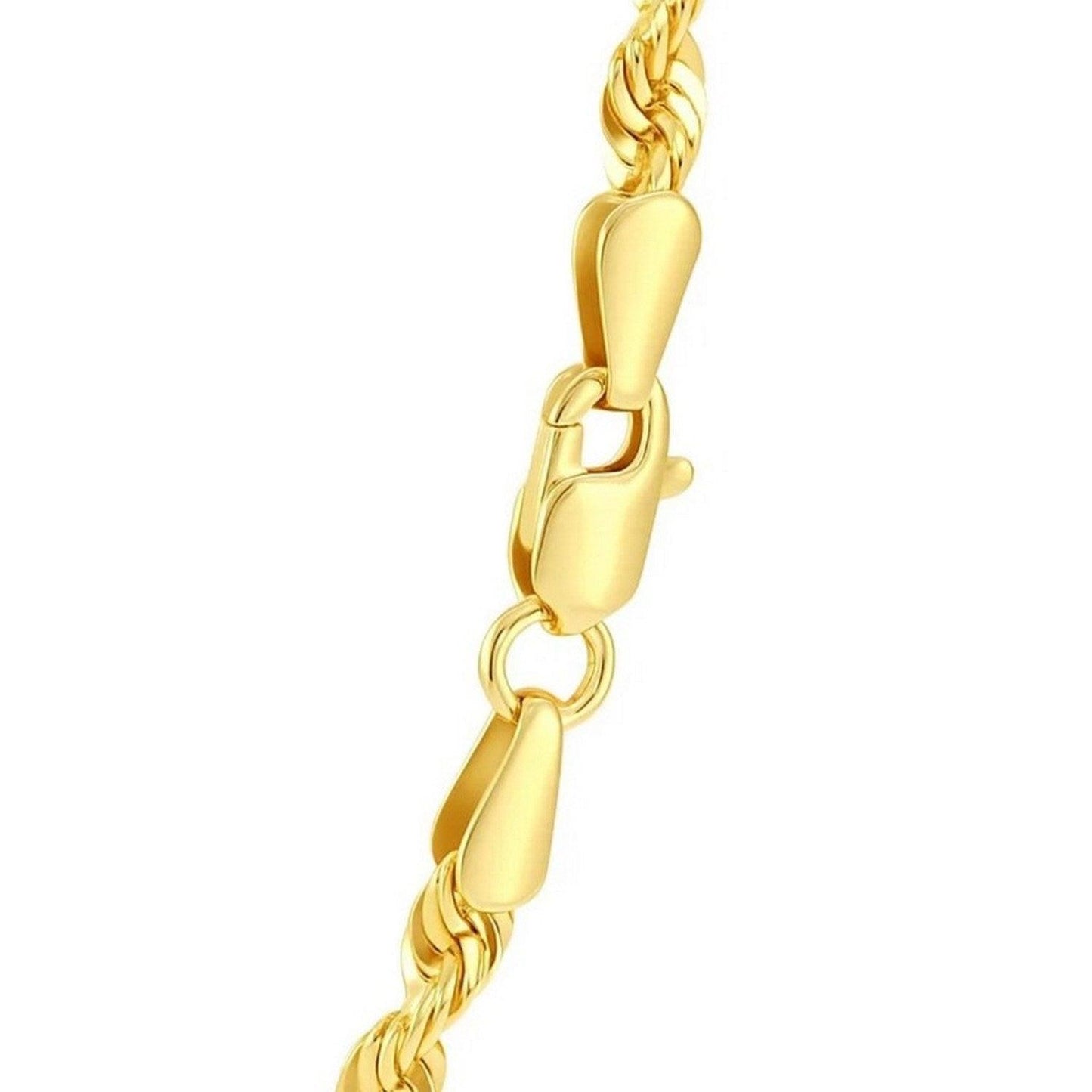 Sterling Silver Yellow Gold Plated Diamond Cut Royal Rope Chain (4.40 mm)