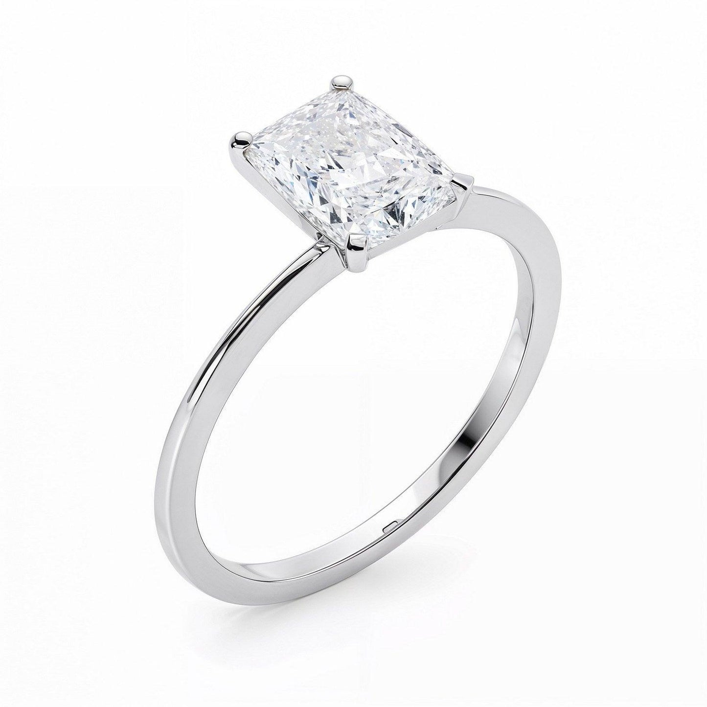3 Carat Radiant Lab Grown IGI G/VS1 Diamond Solitaire Ring in 14K White Gold