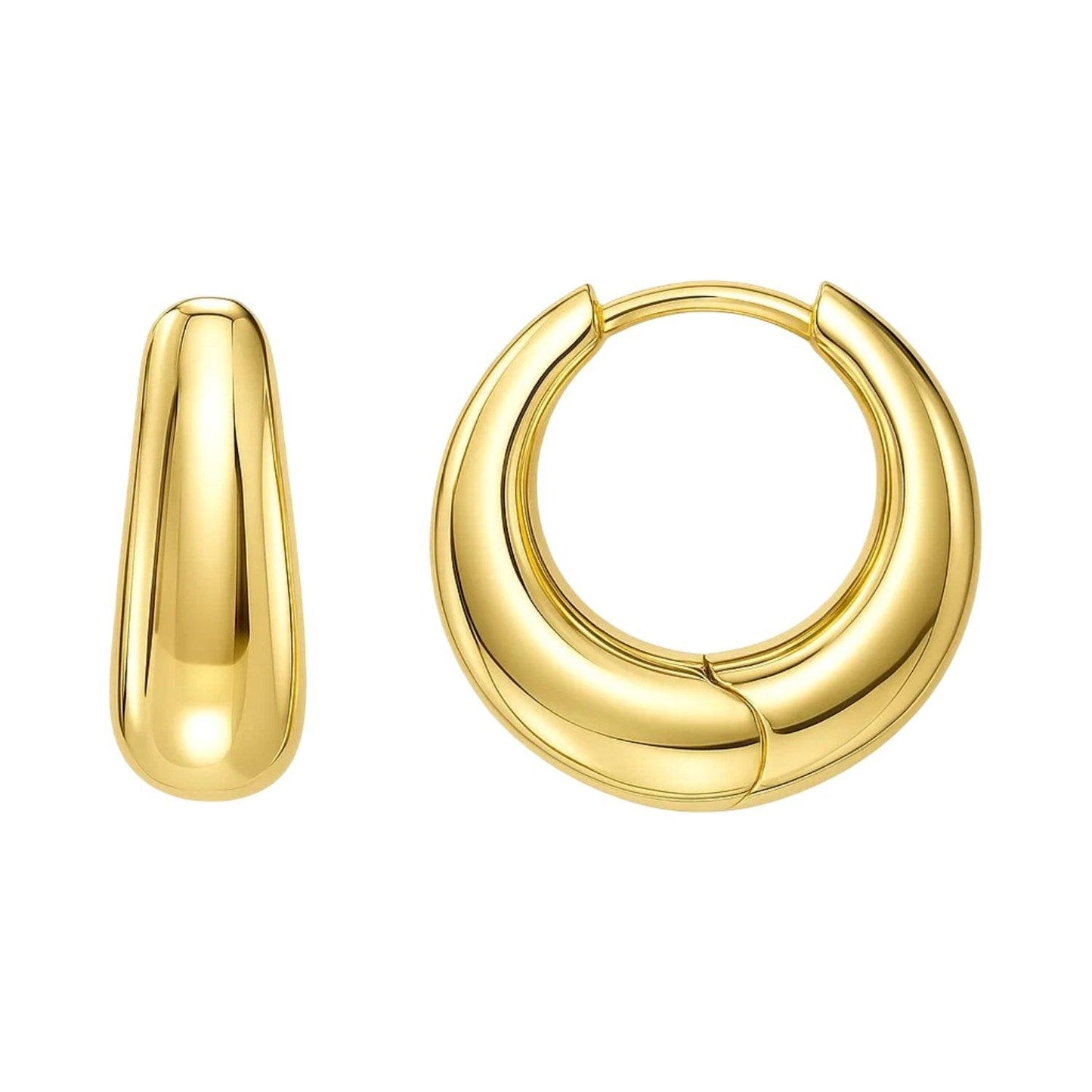 Tapered Huggie Hoop Earrings in 14K Yellow Gold