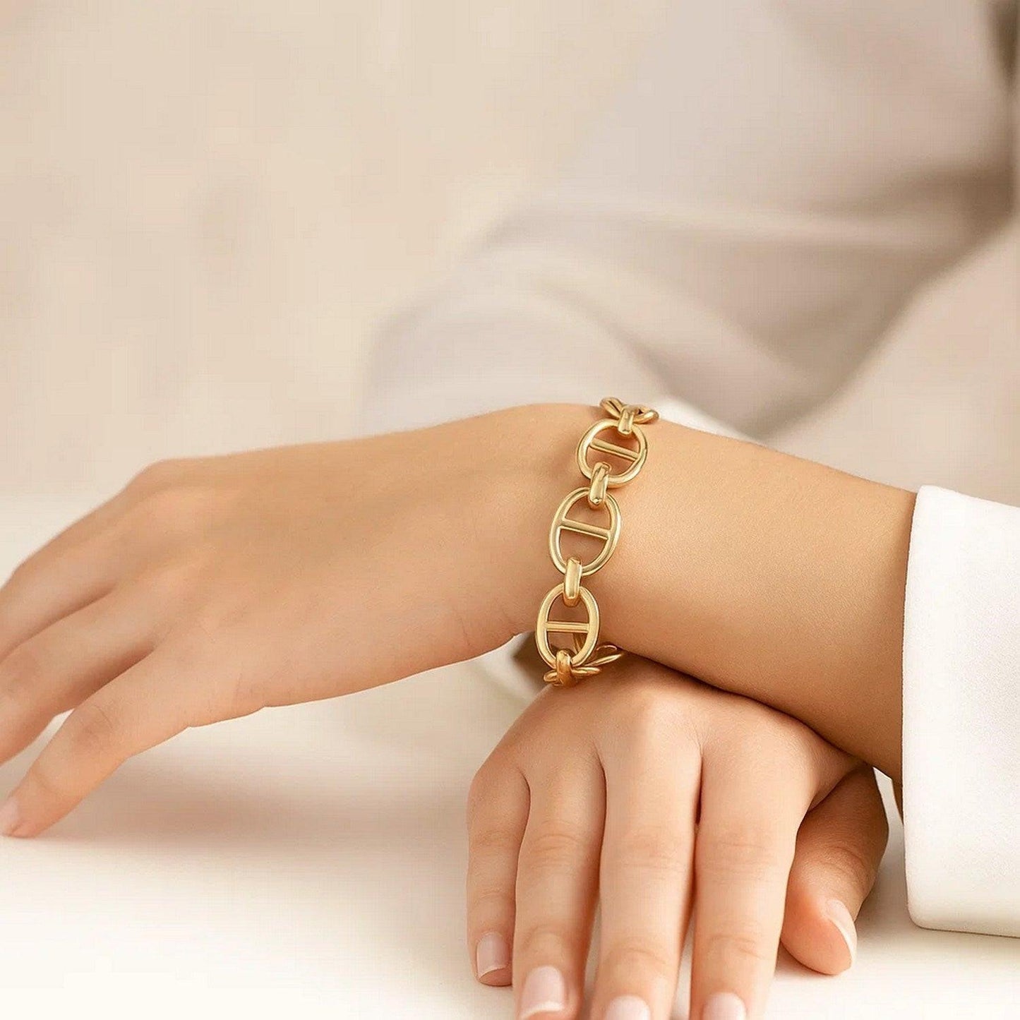 14k Yellow Gold High Polish Mariner Link Bracelet  (13.80 mm)