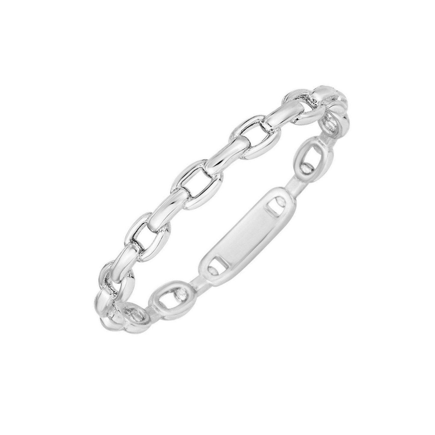14K White Gold Oval Links Stackable Ring