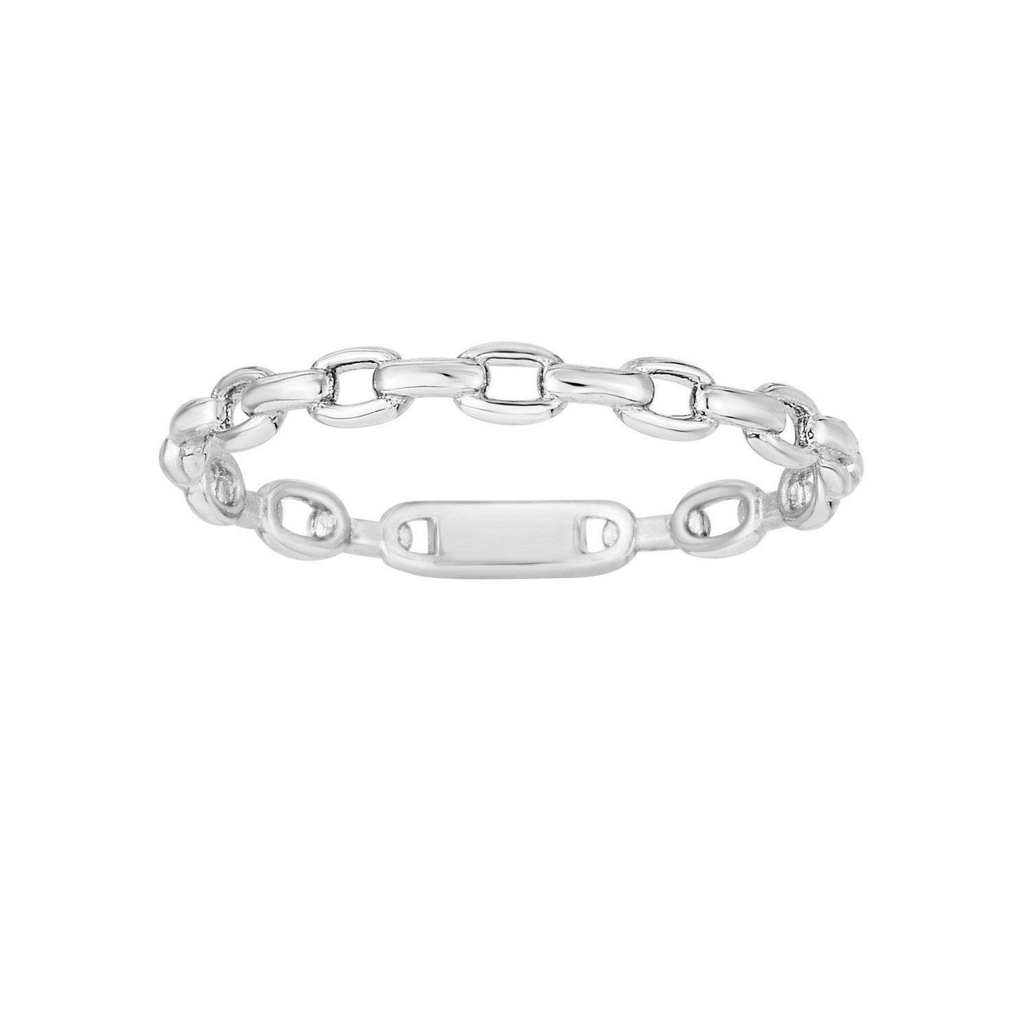 14K White Gold Oval Links Stackable Ring