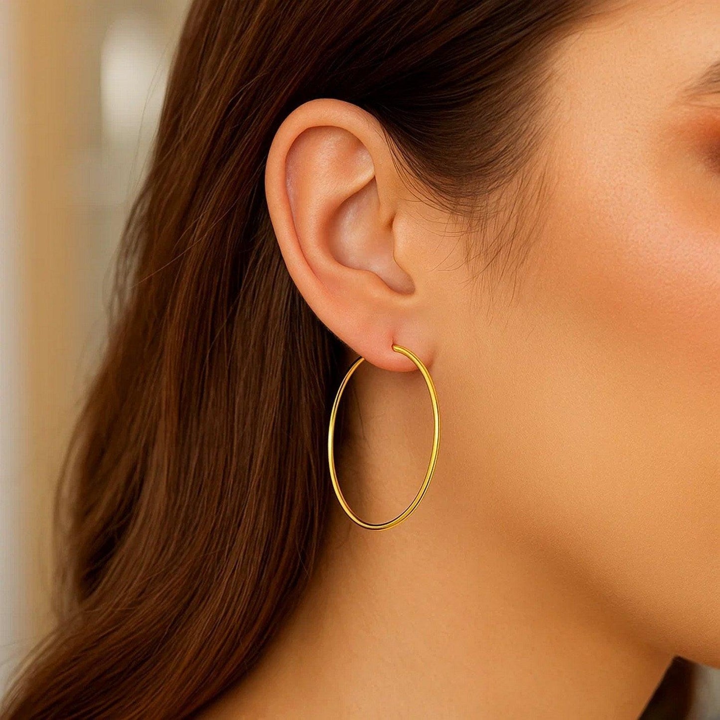 Endless Hoop Style Earrings in 14K Yellow Gold(1.2x35mm)