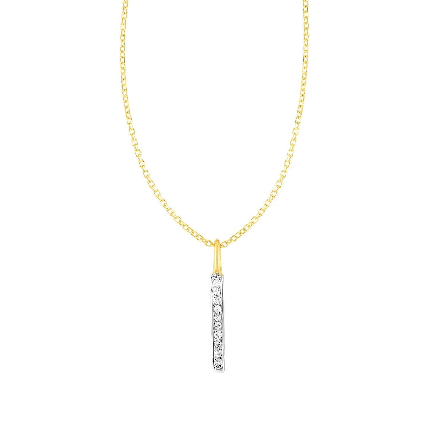 14k Yellow Gold Bar Pendant with Diamonds