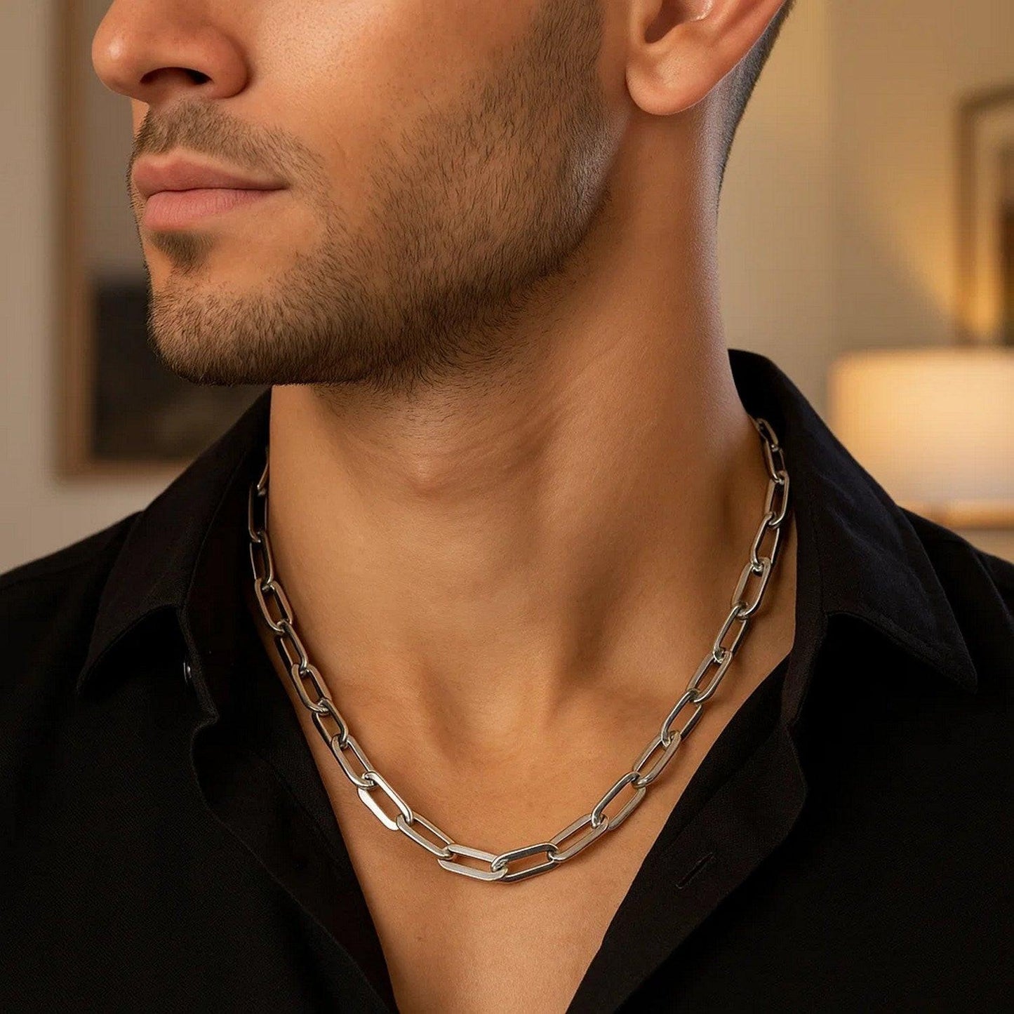 Sterling Silver Rhodium Plated Italian Link Paperclip Chain (10.30 mm)