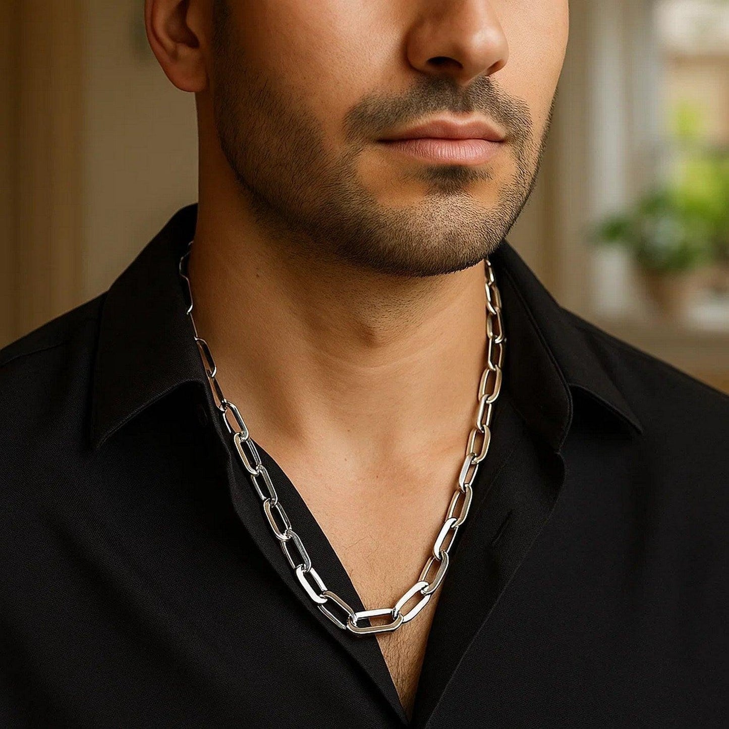 Sterling Silver Rhodium Plated Italian Link Paperclip Chain (10.30 mm)