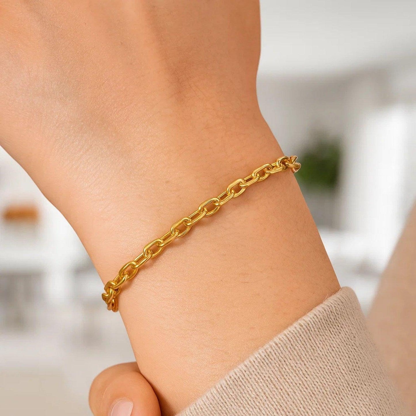 14K Yellow Gold Cable Chain Bracelet (3.30 mm)