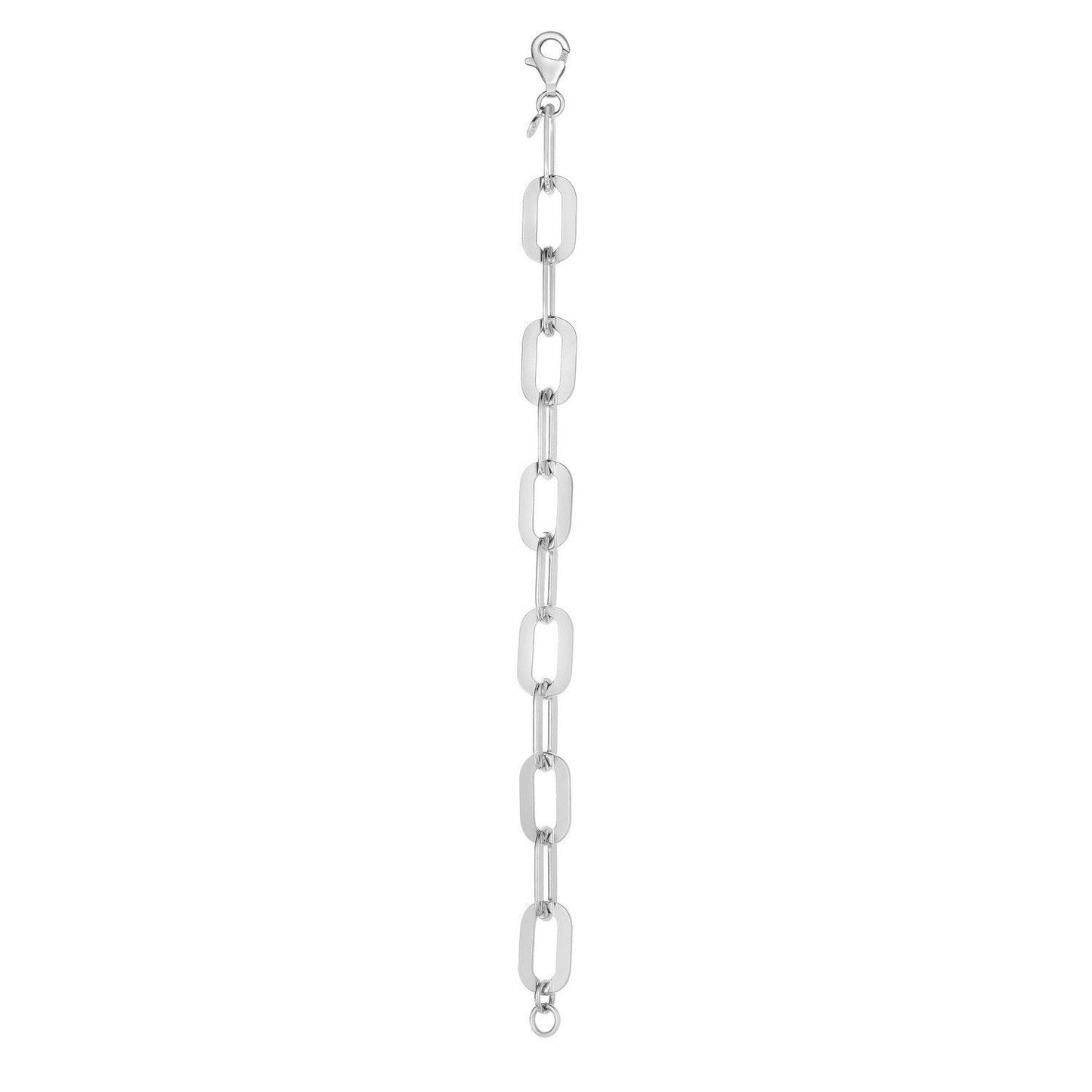 Sterling Silver Rhodium Plated Italian Link Paperclip Bracelet (10.30 mm)