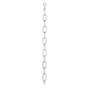 Sterling Silver Rhodium Plated Italian Link Paperclip Bracelet (10.30 mm)
