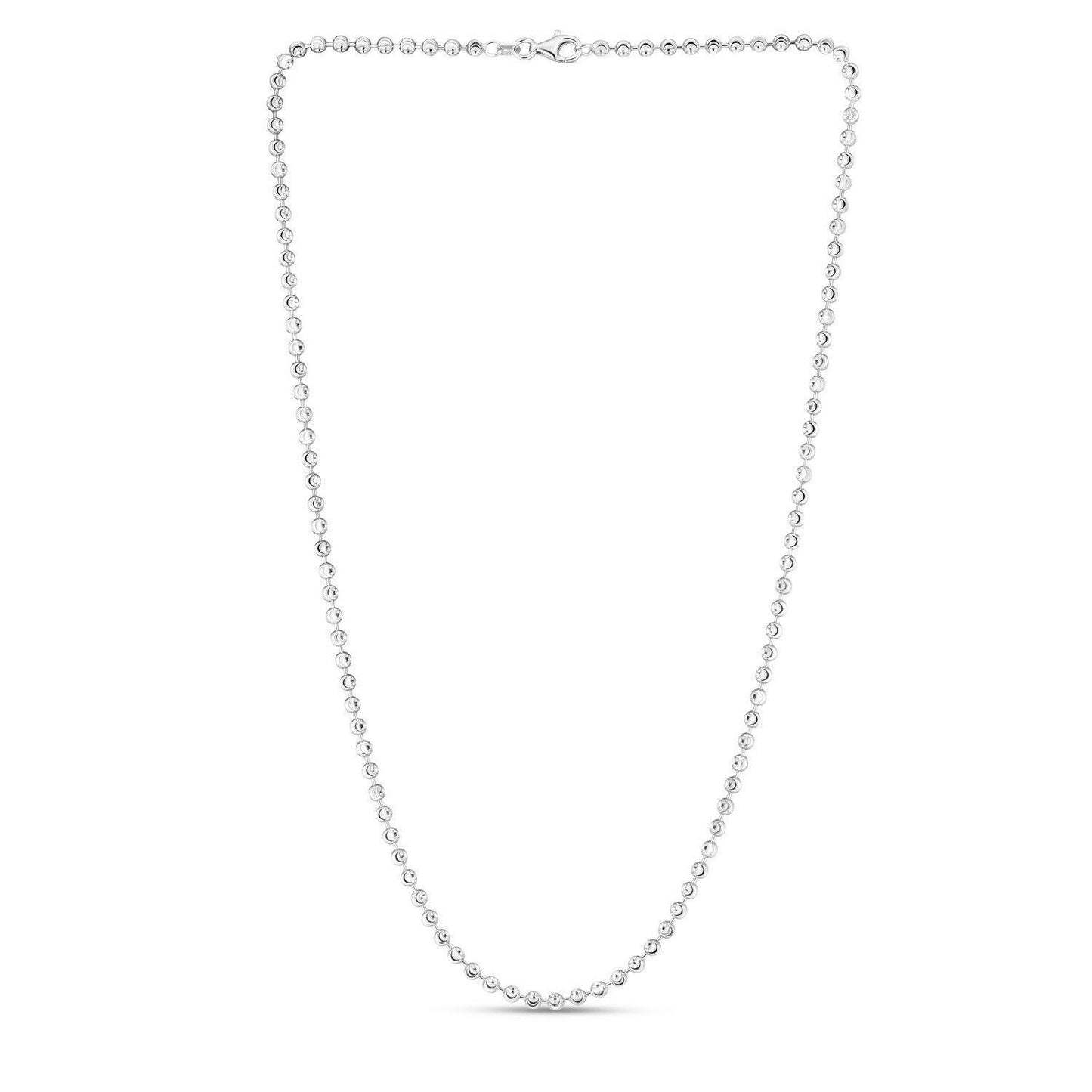 Sterling Silver Rhodium Plated Moon Cut Bead Chain (3.00 mm)