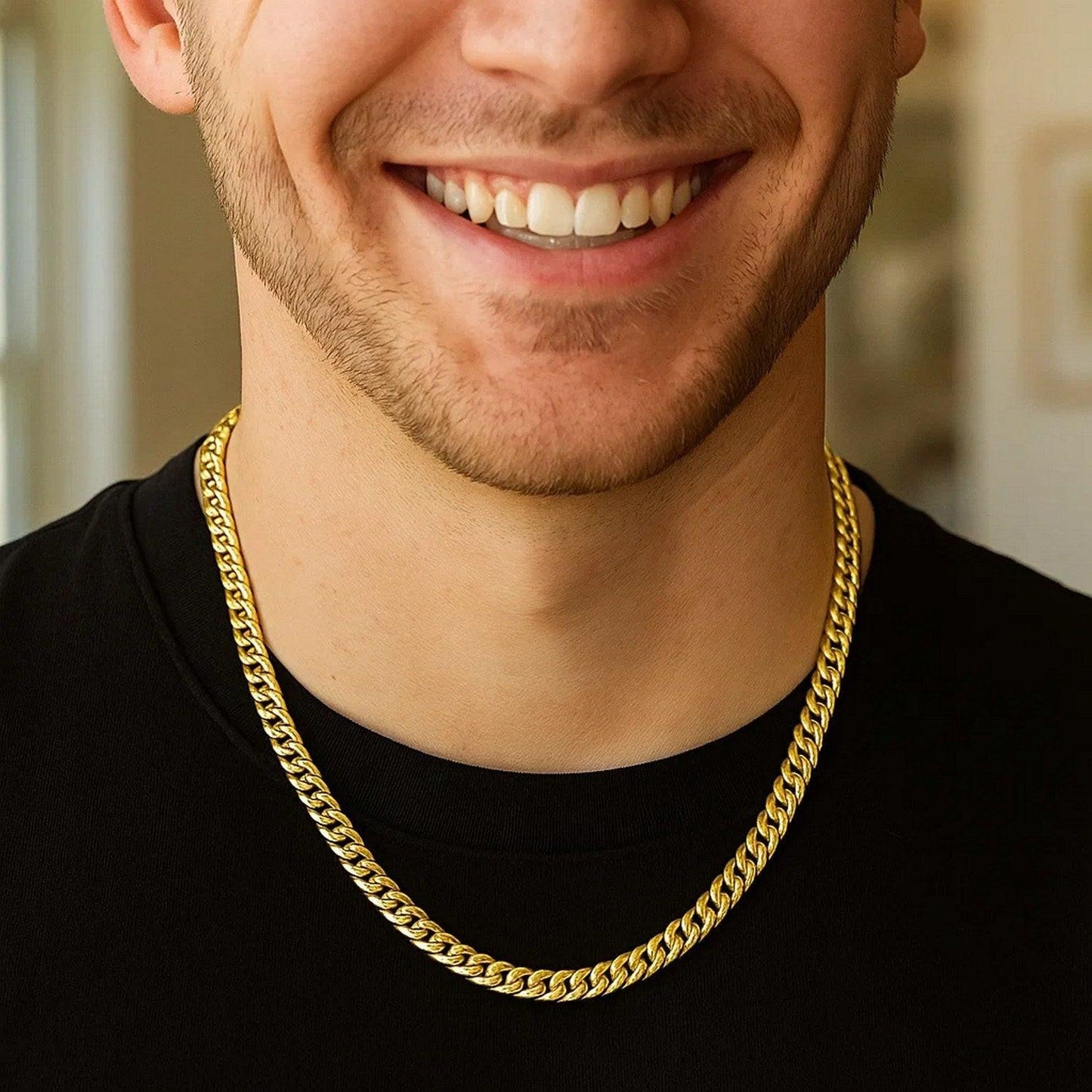 14k Yellow Gold Semi Solid Miami Cuban Chain (6.60 mm)