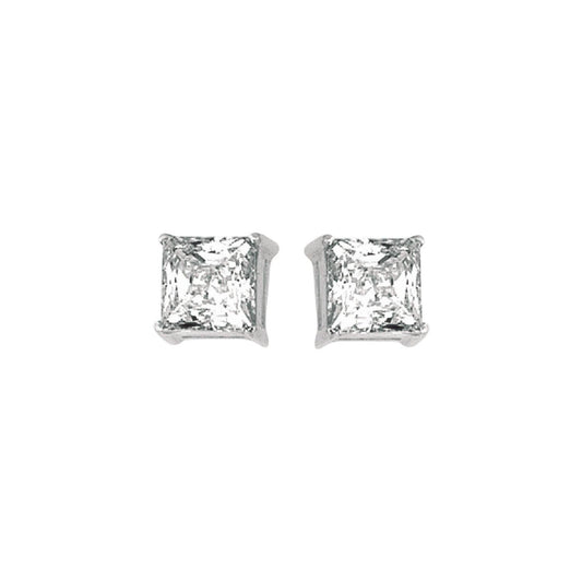 Sterling Silver Princess CZ Stud Earrings (6.00 mm)