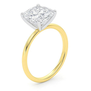 5 Carat Cushion Lab Grown IGI G/VS1 Diamond Solitaire Ring in 14K Yellow Gold