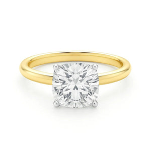 5 Carat Cushion Lab Grown IGI G/VS1 Diamond Solitaire Ring in 14K Yellow Gold