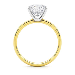 5 Carat Cushion Lab Grown IGI G/VS1 Diamond Solitaire Ring in 14K Yellow Gold