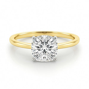 2 Carat Cushion Lab Grown IGI G/VS1 Diamond Solitaire Ring in 14K Yellow Gold