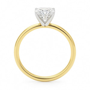 2 Carat Cushion Lab Grown IGI G/VS1 Diamond Solitaire Ring in 14K Yellow Gold