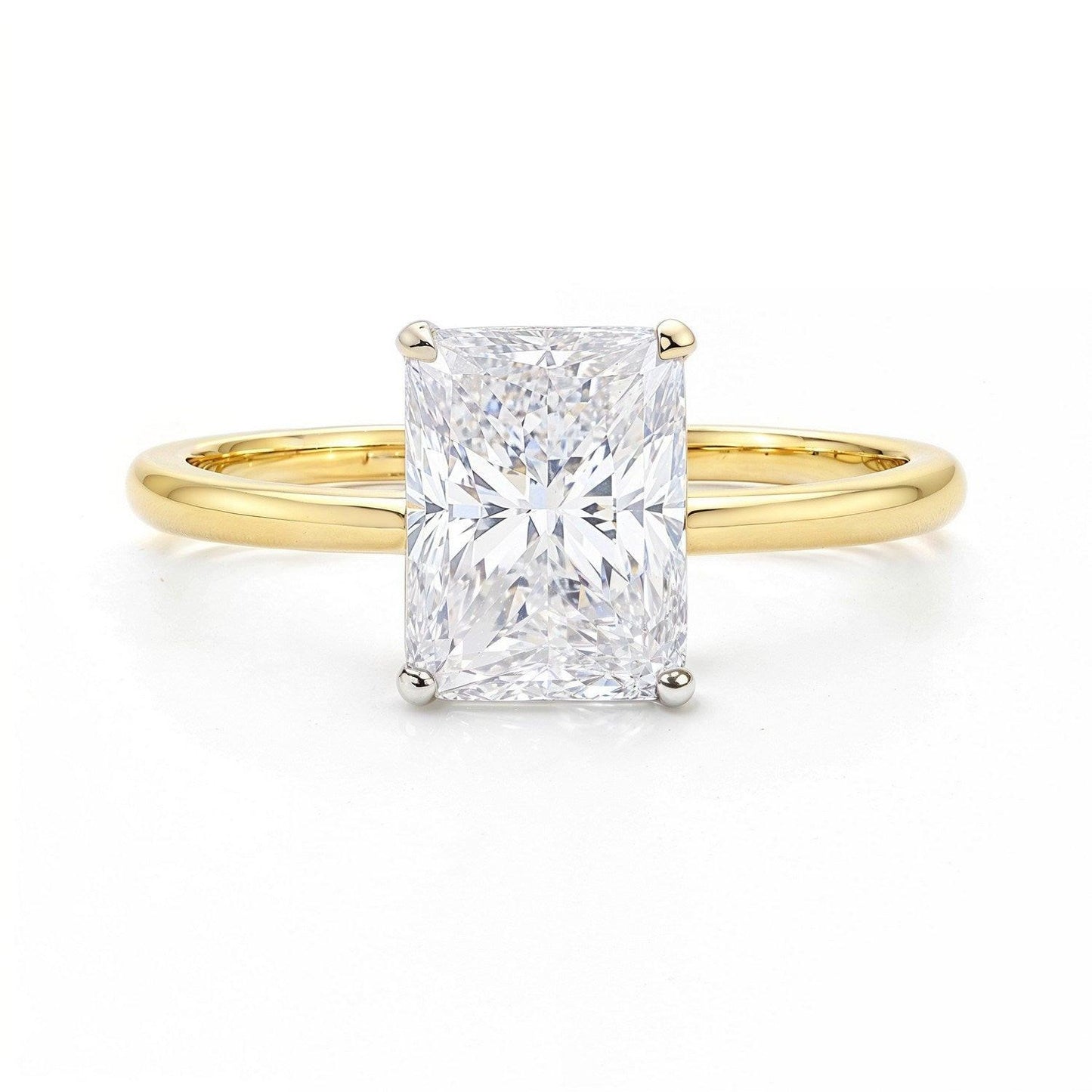 3 Carat Radiant Lab Grown IGI G/VS1 Diamond Solitaire Ring in 14K Yellow Gold