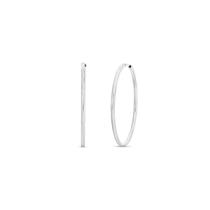 Rhodium Plated Endless Hoop Earrings in Sterling Silver