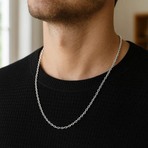 14k White Gold Diamond Cut Cable Link Chain (2.60 mm)