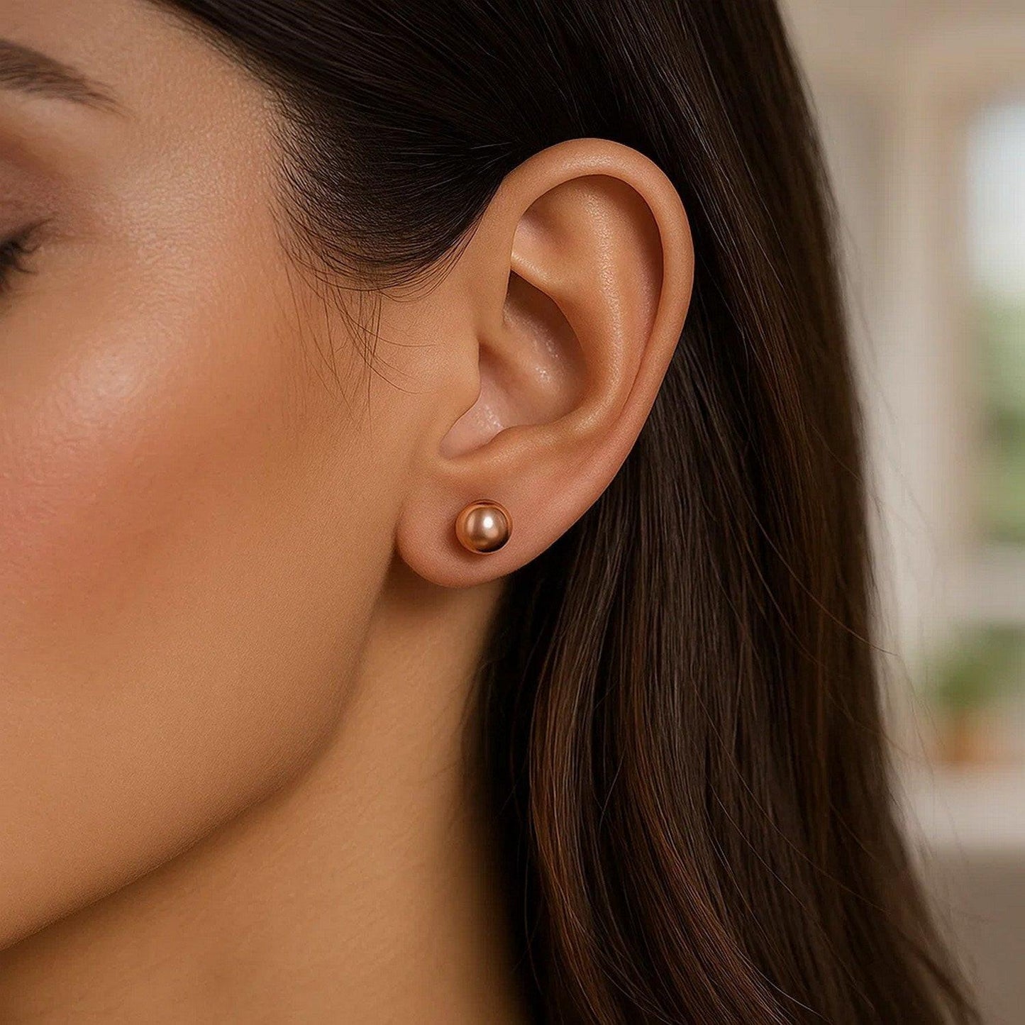 Classic Round Stud Earrings in 14k Rose Gold (7.00 mm)